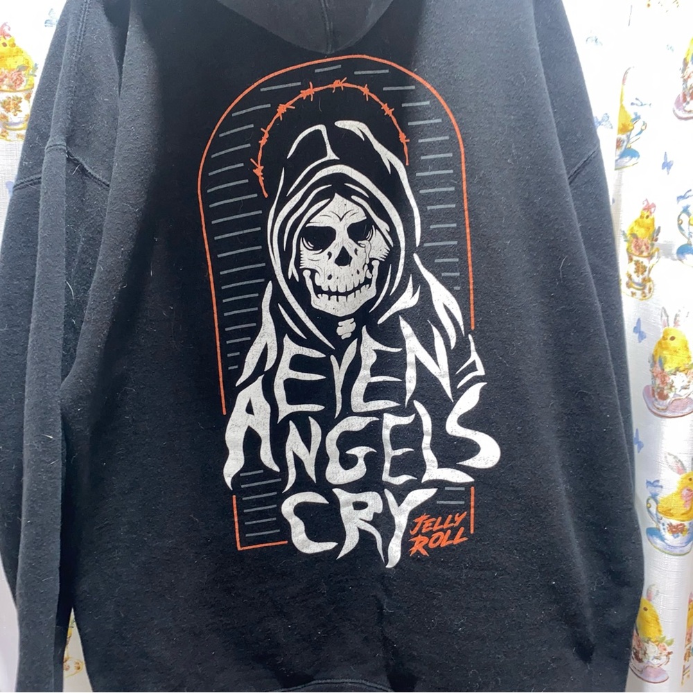 Jelly Roll Black Even Angels Cry Zip Up Hoodie From Shinedown Planet Zero Tour